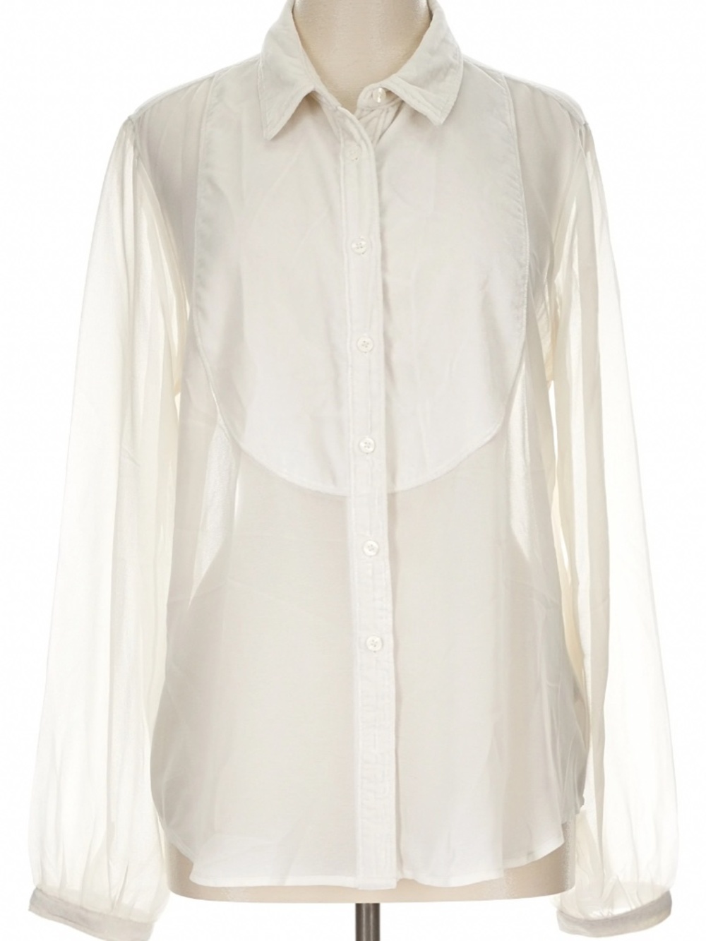 GAP Women's Ivory Button Down Sheer Blouse XXL